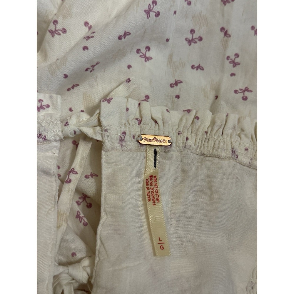 Free People Women's Gabby Cherry Pattern Dress Size L 100% Cotton - Picture 6 of 11